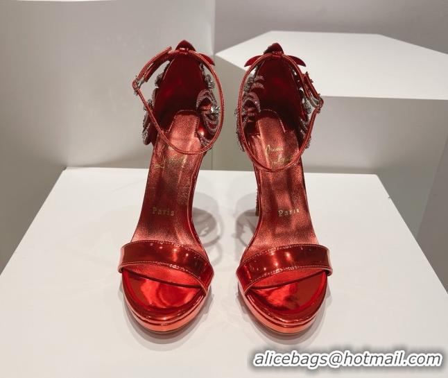 Good Product Christian Louboutin Metallic Leather High Heel Sandals 115MM CL031721 Red