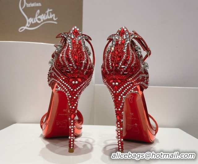 Good Product Christian Louboutin Metallic Leather High Heel Sandals 115MM CL031721 Red