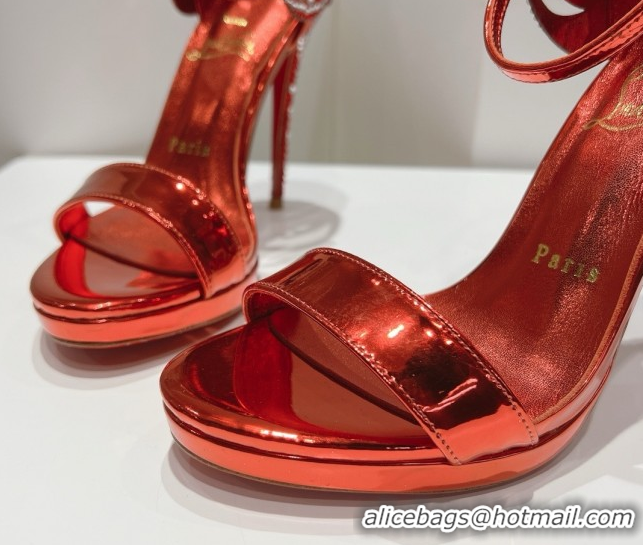 Good Product Christian Louboutin Metallic Leather High Heel Sandals 115MM CL031721 Red