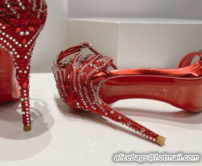 Good Product Christian Louboutin Metallic Leather High Heel Sandals 115MM CL031721 Red