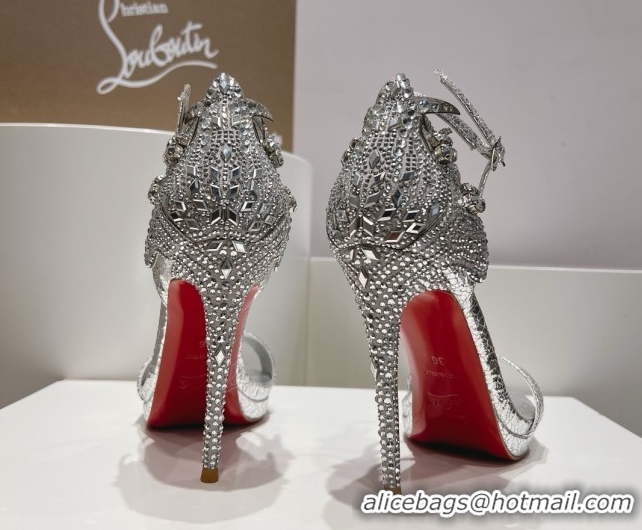 Sophisticated Christian Louboutin Cracked Lambskin High Heel Sandals 115MM CL031722 Silver