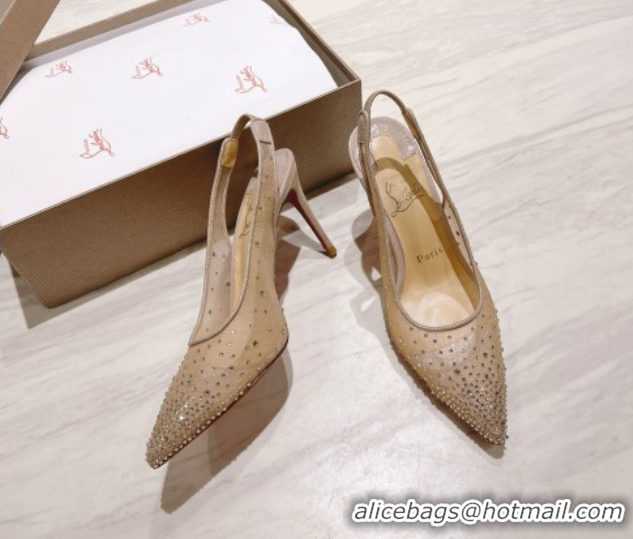 Big Discount Christian Louboutin Mesh Pump with Crystals 105MM CL031801 Nude