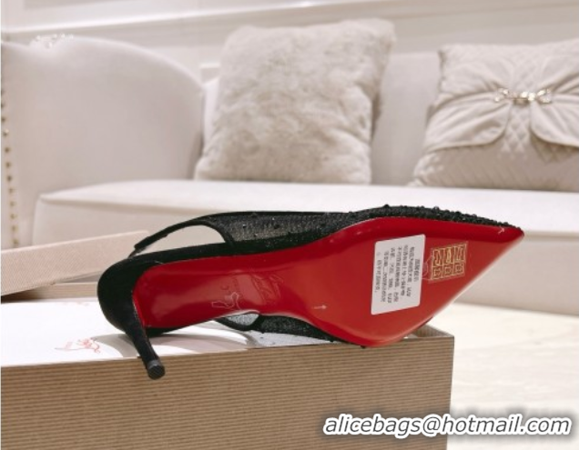 Stylish Christian Louboutin Mesh Pump with Crystals 105MM CL031802 Black
