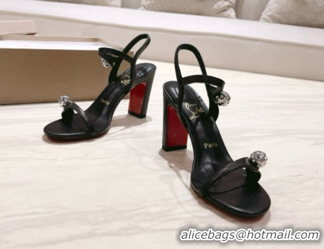 Durable Christian Louboutin Calfskin Atmospheria Sandals 105MM CL031806 Black