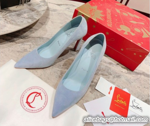 Pretty Style Christian Louboutin Condora Suede Pumps 10cm Blue 0604121
