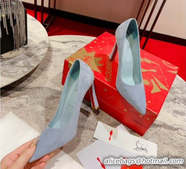 Pretty Style Christian Louboutin Condora Suede Pumps 10cm Blue 0604121