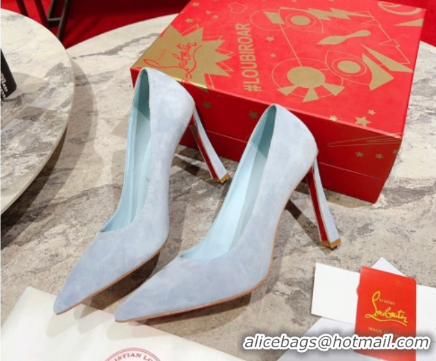 Pretty Style Christian Louboutin Condora Suede Pumps 10cm Blue 0604121