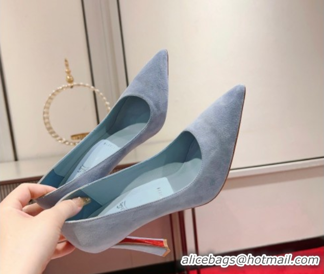 Pretty Style Christian Louboutin Condora Suede Pumps 10cm Blue 0604121