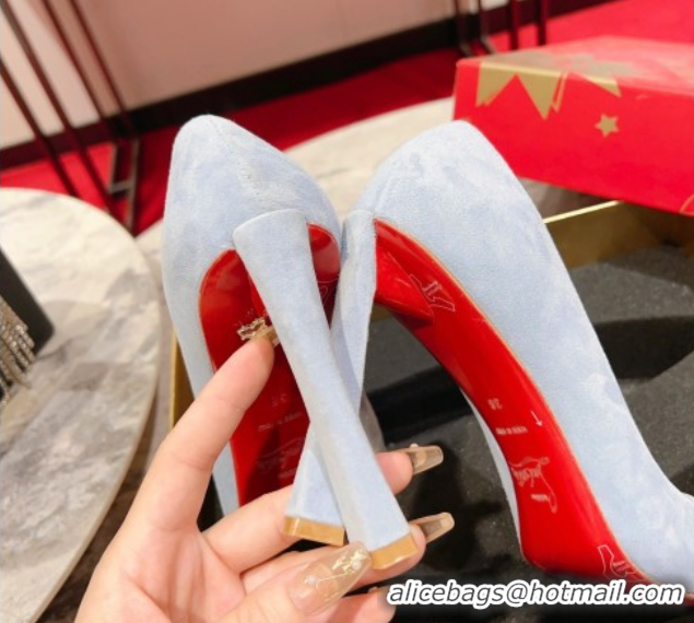 Pretty Style Christian Louboutin Condora Suede Pumps 10cm Blue 0604121