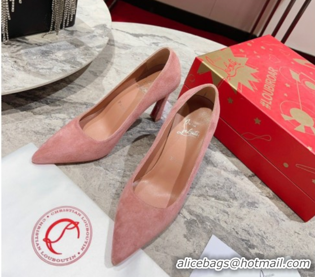 Luxurious Christian Louboutin Condora Suede Pumps 10cm Pink 0604122