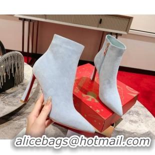 Best Product Christian Louboutin Condora Suede Ankle Boots 10cm Blue 0604123