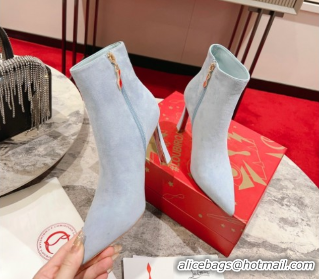 Best Product Christian Louboutin Condora Suede Ankle Boots 10cm Blue 0604123