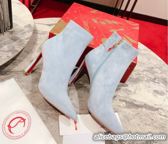 Best Product Christian Louboutin Condora Suede Ankle Boots 10cm Blue 0604123