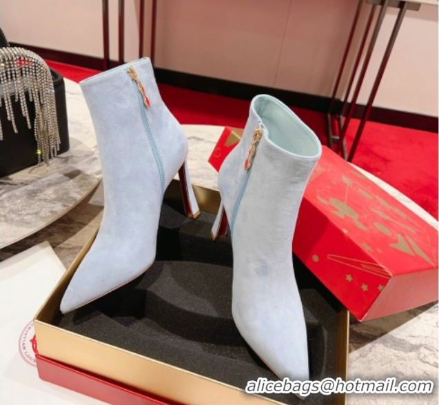 Best Product Christian Louboutin Condora Suede Ankle Boots 10cm Blue 0604123