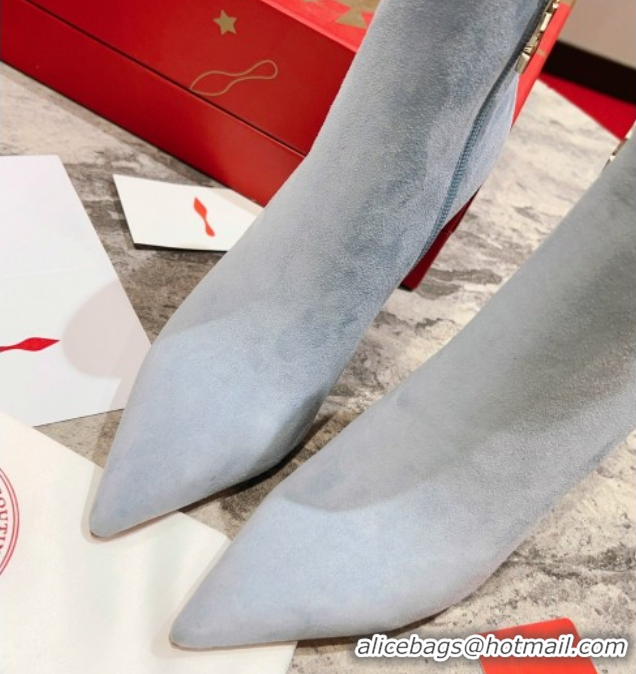 Best Product Christian Louboutin Condora Suede Ankle Boots 10cm Blue 0604123