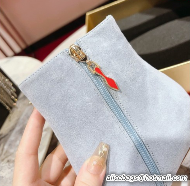 Best Product Christian Louboutin Condora Suede Ankle Boots 10cm Blue 0604123