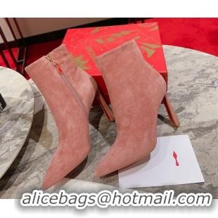 Good Quality Christian Louboutin Condora Suede Ankle Boots 10cm Pink 0604124