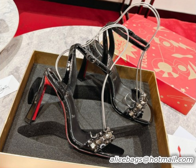 Cheap Price Christian Louboutin Condorapink Sandals 10cm in Patent Leather Black 0604127