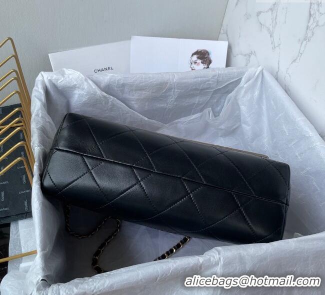 Top Grade Chanel Suede & Lambskin Large Flap Bag with Top Handle AS5637 Grey/Black 2025