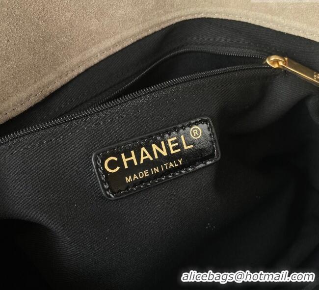 Top Grade Chanel Suede & Lambskin Large Flap Bag with Top Handle AS5637 Grey/Black 2025
