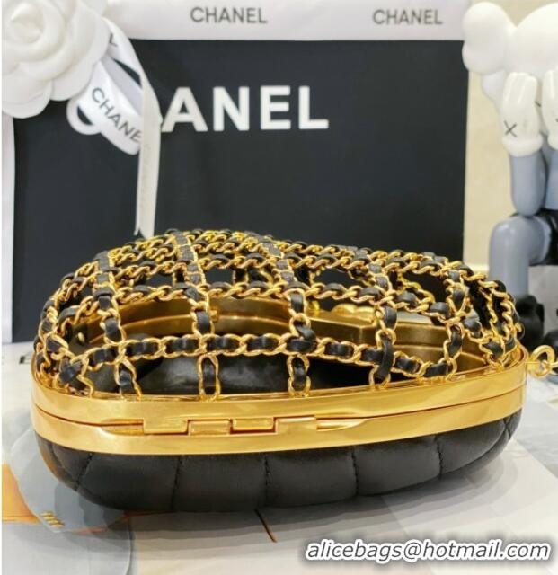 Unique Grade Chanel Chain & Lambskin Heart Mini Evening Bag AS4027 Black/Gold 2025