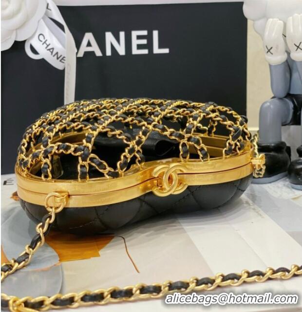 Unique Grade Chanel Chain & Lambskin Heart Mini Evening Bag AS4027 Black/Gold 2025