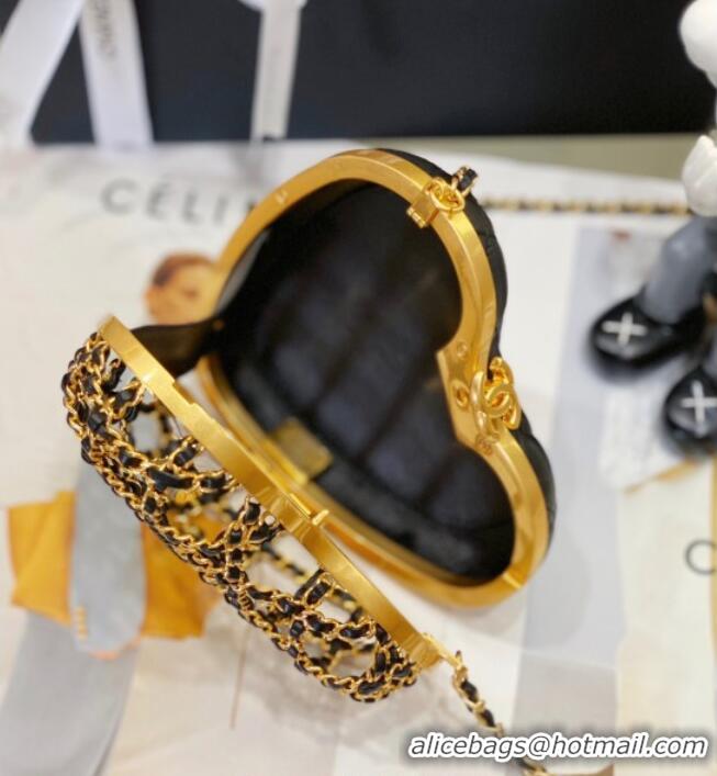 Unique Grade Chanel Chain & Lambskin Heart Mini Evening Bag AS4027 Black/Gold 2025