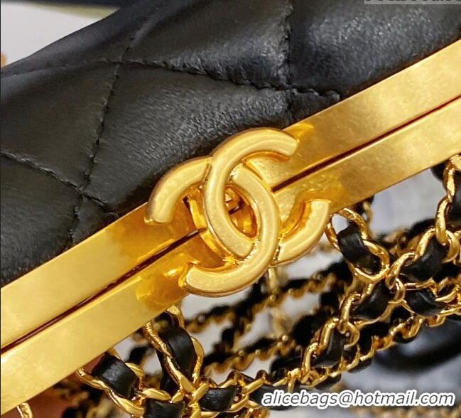 Unique Grade Chanel Chain & Lambskin Heart Mini Evening Bag AS4027 Black/Gold 2025