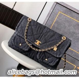 Grade Design Chanel Denim Flap Bag with Pockets CH070301 Black 2025