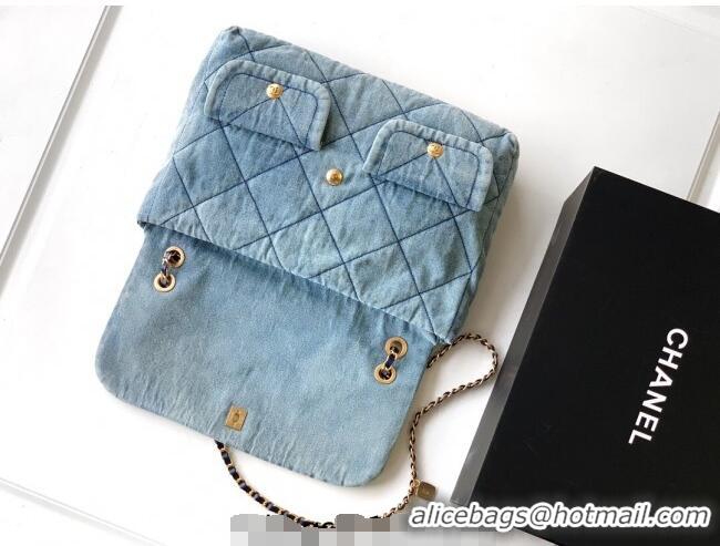 Top Grade Chanel Denim Flap Bag with Pockets CH070301 Light Blue 2025