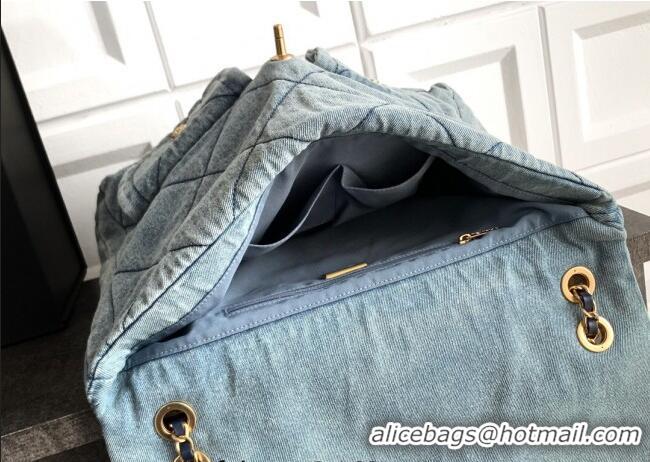 Top Grade Chanel Denim Flap Bag with Pockets CH070301 Light Blue 2025