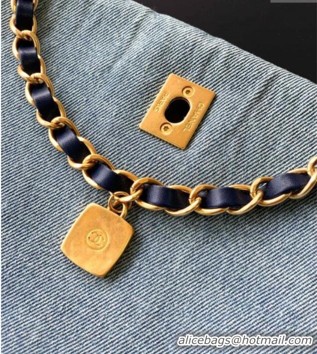 Top Grade Chanel Denim Flap Bag with Pockets CH070301 Light Blue 2025