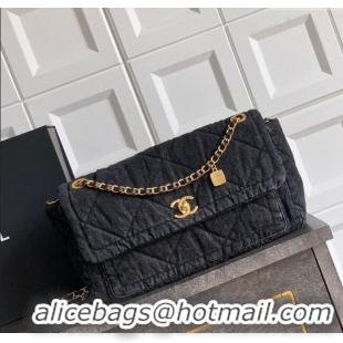 Unique Style Chanel Denim Flap Bag with Large Pocket CH070301 Black 2025