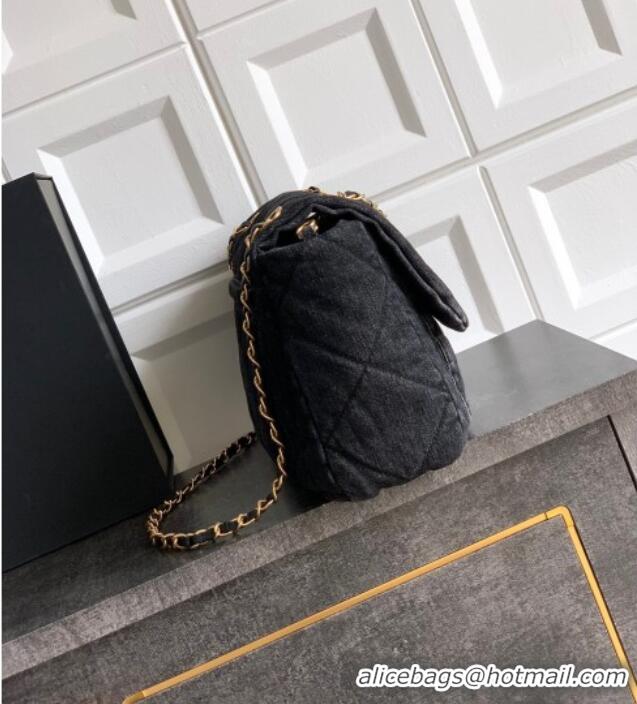 Unique Style Chanel Denim Flap Bag with Large Pocket CH070301 Black 2025