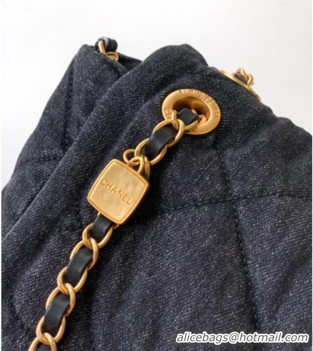Unique Style Chanel Denim Flap Bag with Large Pocket CH070301 Black 2025