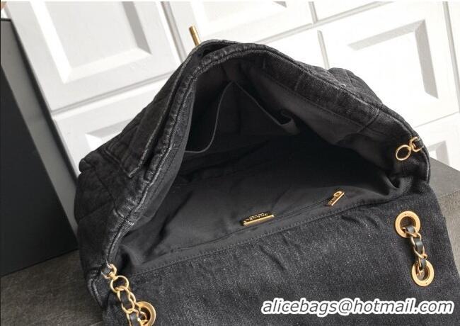 Unique Style Chanel Denim Flap Bag with Large Pocket CH070301 Black 2025