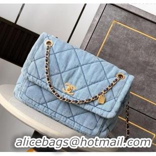 Trendy Design Chanel Denim Flap Bag with Large Pocket CH070301 Light Blue 2025