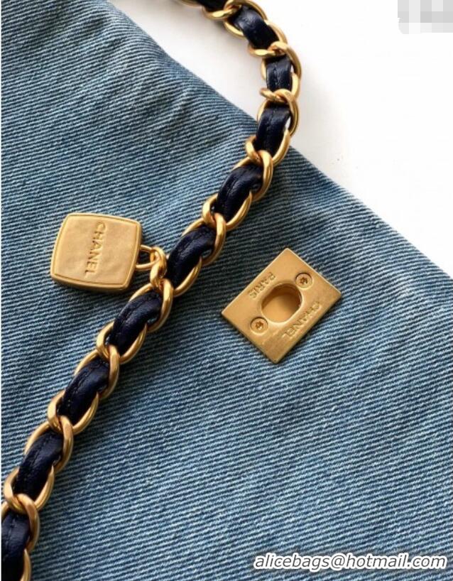 Trendy Design Chanel Denim Flap Bag with Large Pocket CH070301 Light Blue 2025