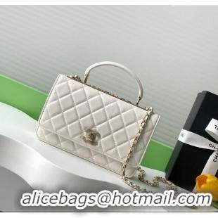 Good Looking Chanel Lambskin Wallet On Chain WOC with Strass and Top Band AP4323 White 2025