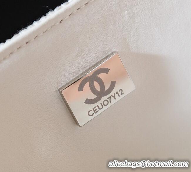 Top Grade Chanel Allover Strass & Fabric Classic Medium Flap Bag A01112 White 2025