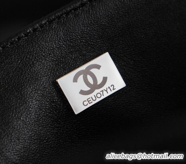 Top Grade Chanel Allover Strass & Fabric Classic Medium Flap Bag A01112 Black 2025