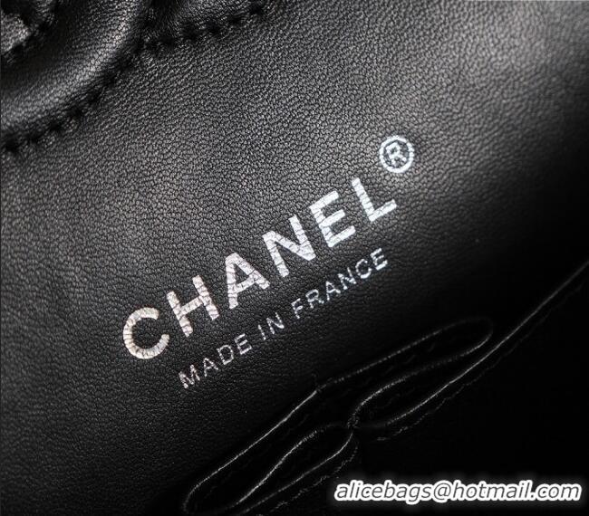 Top Grade Chanel Allover Strass & Fabric Classic Medium Flap Bag A01112 Black 2025