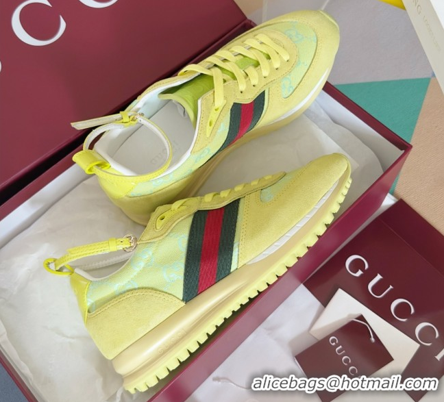 Good Looking Gucci Re-Motion Sneaker in Suede & GG Nylon 840291 Acid Green