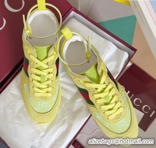 Good Looking Gucci Re-Motion Sneaker in Suede & GG Nylon 840291 Acid Green