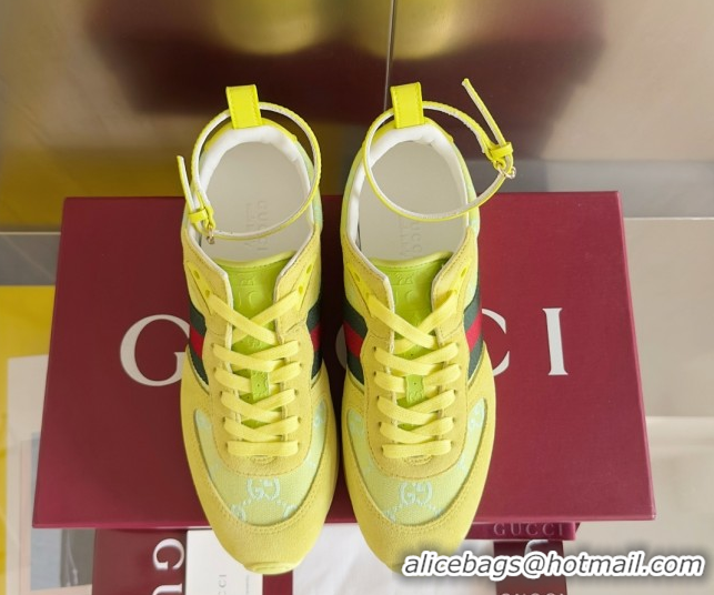 Good Looking Gucci Re-Motion Sneaker in Suede & GG Nylon 840291 Acid Green