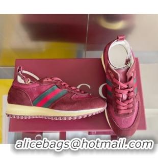 Sumptuous Gucci Re-Motion Sneaker in Suede & GG Nylon 840291 Rosso Ancora Red
