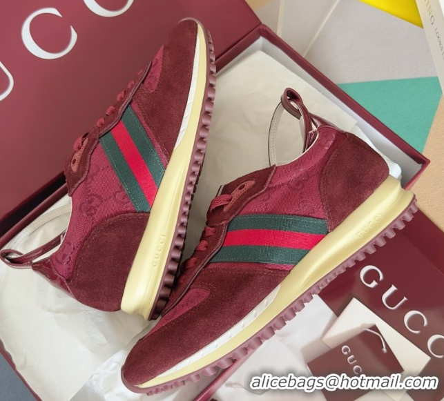Sumptuous Gucci Re-Motion Sneaker in Suede & GG Nylon 840291 Rosso Ancora Red