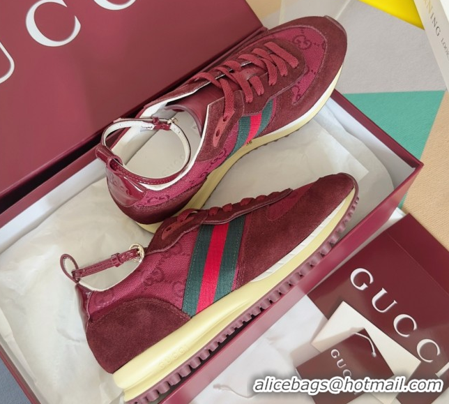 Sumptuous Gucci Re-Motion Sneaker in Suede & GG Nylon 840291 Rosso Ancora Red