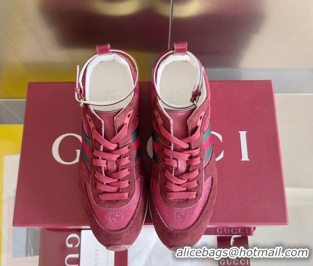 Sumptuous Gucci Re-Motion Sneaker in Suede & GG Nylon 840291 Rosso Ancora Red