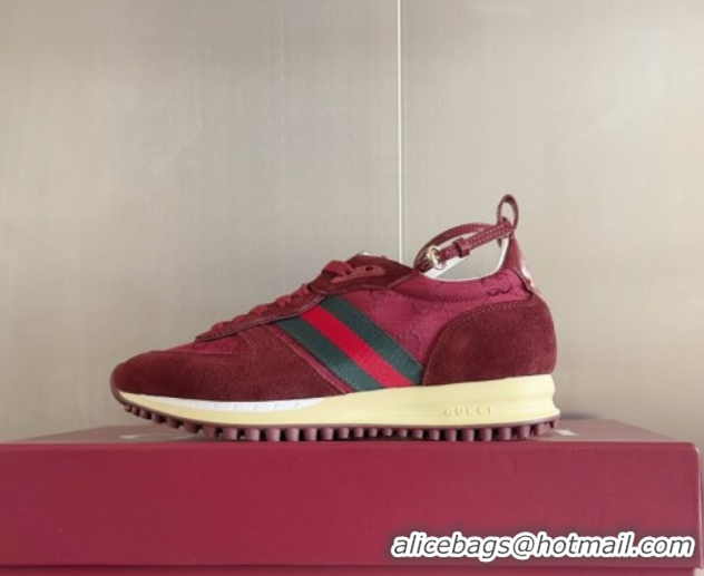 Sumptuous Gucci Re-Motion Sneaker in Suede & GG Nylon 840291 Rosso Ancora Red